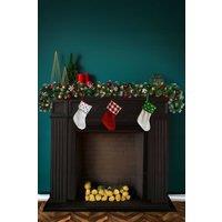 Neo 2m Candy Cane Baubles Garland Festive Foliage Garland in Dark Green | Size: 6ft
