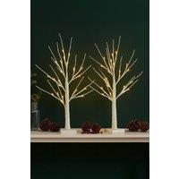 Neo Set of 2 LED Pre Lit Twig Tree Lights 60cm Birch Tree in Warm White
