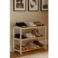 Neo 3 Tier Wooden Shoe Storage in Natural White