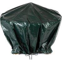 LIVIVO Round Fire Pit Cover Waterproof Outdoor Fire Pit Cover with Drawstring & Eyelets Green 84 x 50cm in Dark Green | Size: 84 x 50 cm