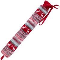 LIVIVO 2L Long Hot Water Bottle Pink - Pom-Poms Lattice Cover in Red