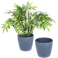 LIVIVO 18cm Plastic Plant Pots - Set of 2 in Grey