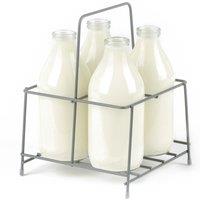 LIVIVO Milk Crate Bottle Holder Caddy for Milk, Juice, Wine or Beer Bottle - 6 Bottle Holder in Grey