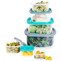 LIVIVO 7-Piece Oval Food Storage Container Set with Ocean Blue Lids