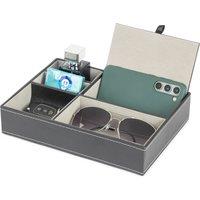 LIVIVO Deluxe 5-Compartment Valet Organiser - Black/Grey in Black
