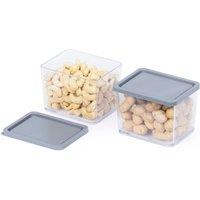 LIVIVO 370ml Food Storage Containers with Grey Lids - Set of 2 in Clear
