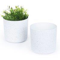 LIVIVO Indoor Plant Pots - Set of 2, 18cm in White