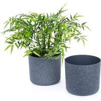 LIVIVO Indoor Plant Pots - Set of 2, Gardening Pot for All House Plants, Herbs & Foliage Plant - Ideal Home Decor Planter - 22cm in Black
