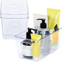 LIVIVO Set of 3 Clear Plastic Storage Tubs with Handles