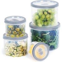 LIVIVO Set of 5 Food Storage Containers with Fitted Grey Lids - Oval in Dark Grey