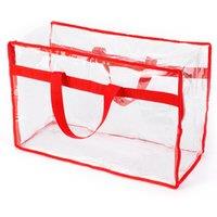 Christmas Village Clear PVC Storage Bags Large Zipped Organiser in Red