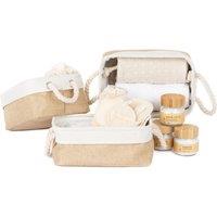 LIVIVO Mara Medium Storage Basket Set of 3 Beige Fabric Organisers in Natural