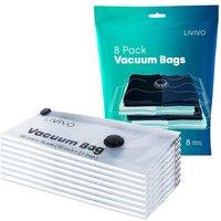 LIVIVO 8-Pack Reusable Vacuum Storage Bags - 50 x 70 cm in Clear