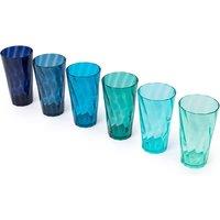 LIVIVO Plastic Tumblers Set of 6 600ml Teal Acrylic Cups BPA Free Reusable Drinking Cups for Picnic Camping