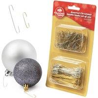 Christmas Village Christmas Bauble Hooks Set of 200 - Silver/Gold in Silver | Size: 200 Pieces
