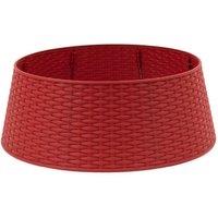 Christmas Village Round Rattan Christmas Tree Skirt - Black in Red | Size: 1 Pack