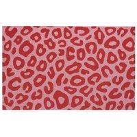 Melody Maison Pink Leopard Print Coir Door Mat in Dark Pink | Size: 100 cm diameter