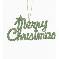 Melody Maison Sage Green Glitter Merry Christmas Sign in Light Green