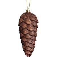 Melody Maison Set Of 2 Tan Glittered Pinecone Bauble Decoration - 12cm in Bronze