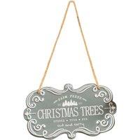 Melody Maison Green & White Christmas Trees Hanging Sign - 18cm X 10.5cm in Blue | Size: 18 cm X 10.5 cm