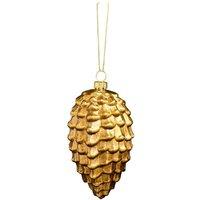 Melody Maison Set Of 2 Gold Glitter Pine Cone Hanging Decoration 12cm