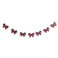 Melody Maison Distressed Dark Red Wooden Bow Garland - 120cm (1.2m / 47.2') in Purple
