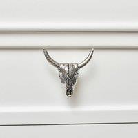 Melody Maison Silver Buffalo Skull Drawer Knob in Metallic Silver