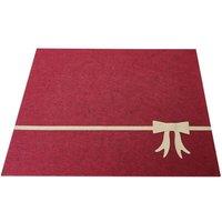 Melody Maison Set Of 4 Dark Red Rectangular Felt Placemat With Champagne Gold Bow