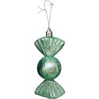 Melody Maison Set Of 3 Sage Green Glitter Sweet Shaped Bauble Decorations - 11cm