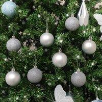 Melody Maison Set Of 8 Mixed Silver Glitter Baubles
