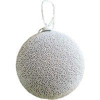 Melody Maison Set Of 3 Silver Grey Beaded Baubles - 8cm