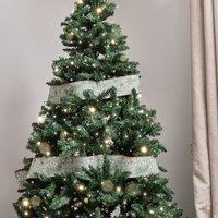 Melody Maison Green Christmas Tree Detailed Fabric Tree Ribbon - 270cm (2.7m / 106.3')
