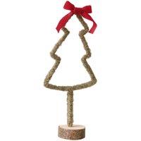Melody Maison Green Standing Christmas Tree Decoration With Red Bow - 27cm