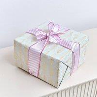 Melody Maison Large Pink & White Diagonal Striped Wired Ribbon Garland - 270m