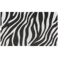 Melody Maison Zebra Print Coir Door Mat in Black | Size: 100 cm diameter