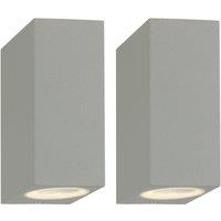 First Choice Lighting Set of 2 Falmouth - Grey Up Down Outdoor IP44 Wall Lights