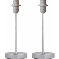 First Choice Lighting Set of 2 Chrome Stick Table Lamps Base Only in Silver