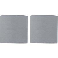 First Choice Lighting Set of 2 Grey Textured Cotton 15.5cm Table Lamp Shades