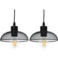 First Choice Lighting Set of 2 Cassidy - Small Black Mesh Easy Fit Metal Pendant Shades