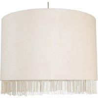 First Choice Lighting Fringed - Off-White 38cm Fringed Velvet Pendant Shade