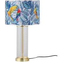 First Choice Lighting Aura - Satin Brass Table Lamp with Parrot Velvet Shade in Gold