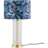 First Choice Lighting Aura - Satin Brass Table Lamp with Toucan Velvet Shade in Gold
