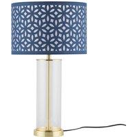 First Choice Lighting Aura - Satin Brass Table Lamp with Navy Blue Cut Out Shade in Gold