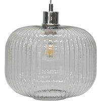 First Choice Lighting Batley Large - Clear Ribbed Glass Easy Fit Pendant Shade