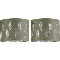 First Choice Lighting Set of 2 Fern - Sage Green Cut Out 25cm Pendant Lightshades