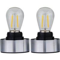 First Choice Lighting Set of 2 Porter - Chrome Battery Operated Lamp Bases Only in Silver