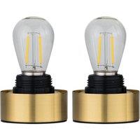First Choice Lighting Set of 2 Porter - Satin Brass Battery Operated Lamp Bases Only in Gold