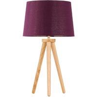 First Choice Lighting Voyage - Light Oak Table Lamp or Bedside Light with Burgundy Shade in Brown