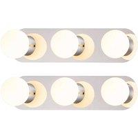 First Choice Lighting Set of 2 Iris - Chrome with Opal Glass IP44 Bathroom LED Wall lights in Silver