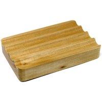 KDMD Hemu Wood Soap Dish - Corrugated in Brown
